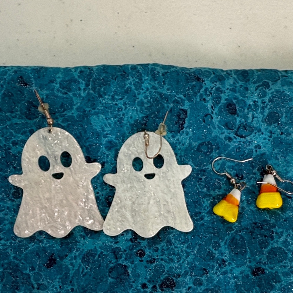Ghost Dangle Earrings + Candy Corn Hook Type Pierced Earrings